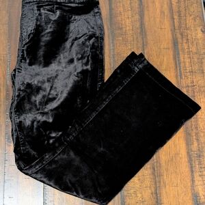 PAIGE Womens High Rise Claudine Lustrous Velvet Ankle Flare Pant Black size 28